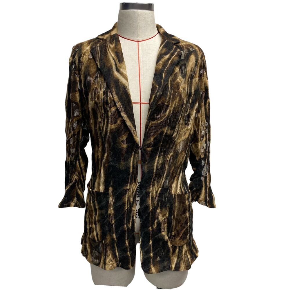 Alberto Makali Womens Size M Sheer Woven Brown Printed Light Jacket